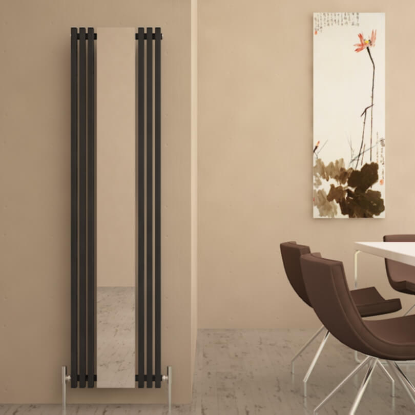 Carisa Sophia Specchio Termoarredo Verticale in Alluminio Design Moderno Nero