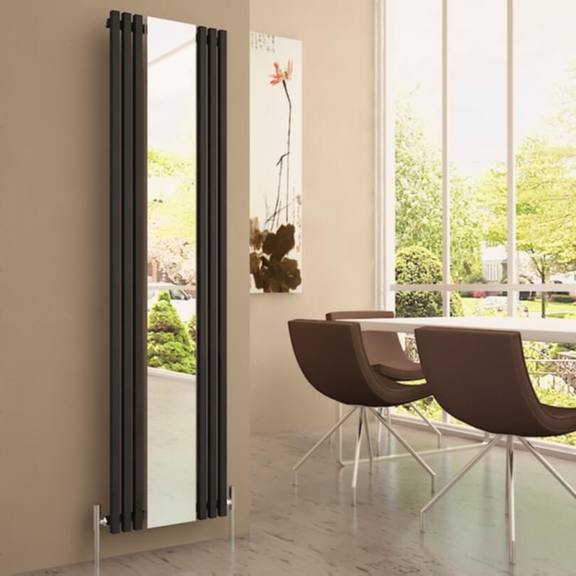 Carisa Sophia Specchio Termoarredo Verticale in Alluminio Design Moderno Nero