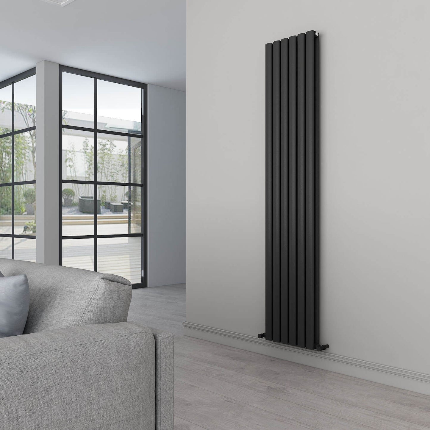 Carisa Tallis Termoarredo Verticale in Alluminio Design Moderno Nero 