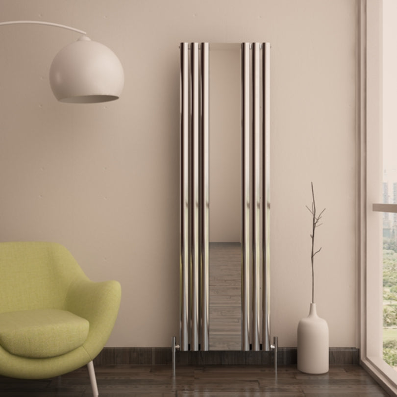 Carisa Tallis Specchio Termoarredo Verticale in Alluminio Design Moderno Anodizzato Lucido 