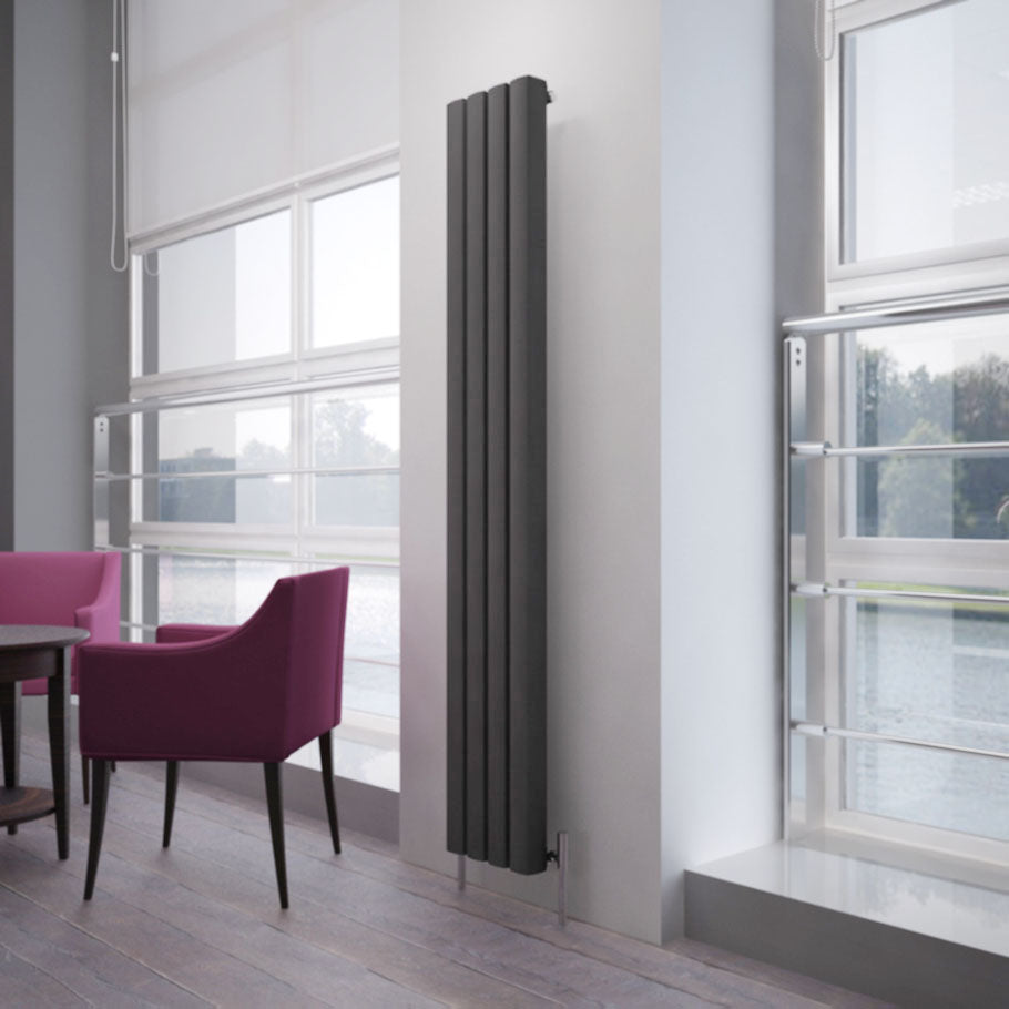 Carisa Vesta Termoarredo Verticale in Alluminio Design Moderno Grigio Scuro 