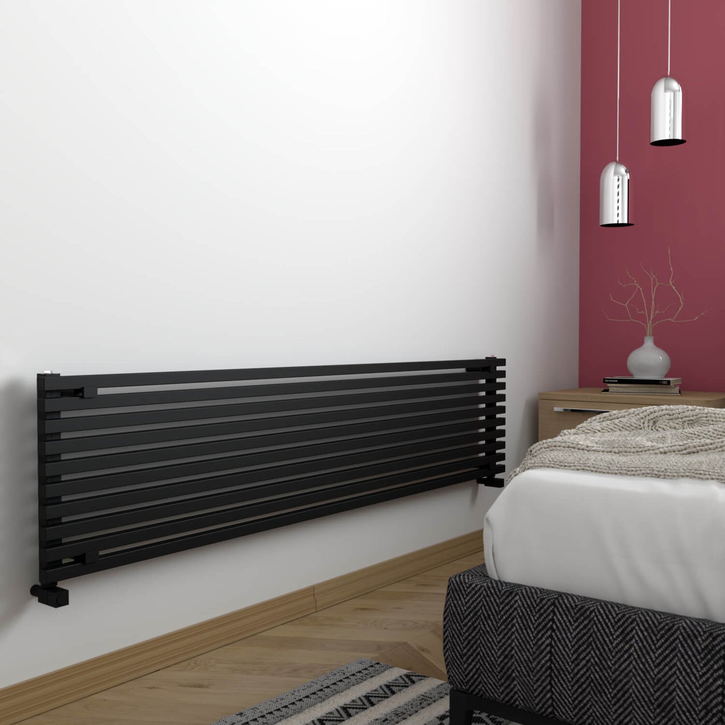 Carisa Sophia Xl Termoarredo Orizzontale in Alluminio Design Moderno Nero