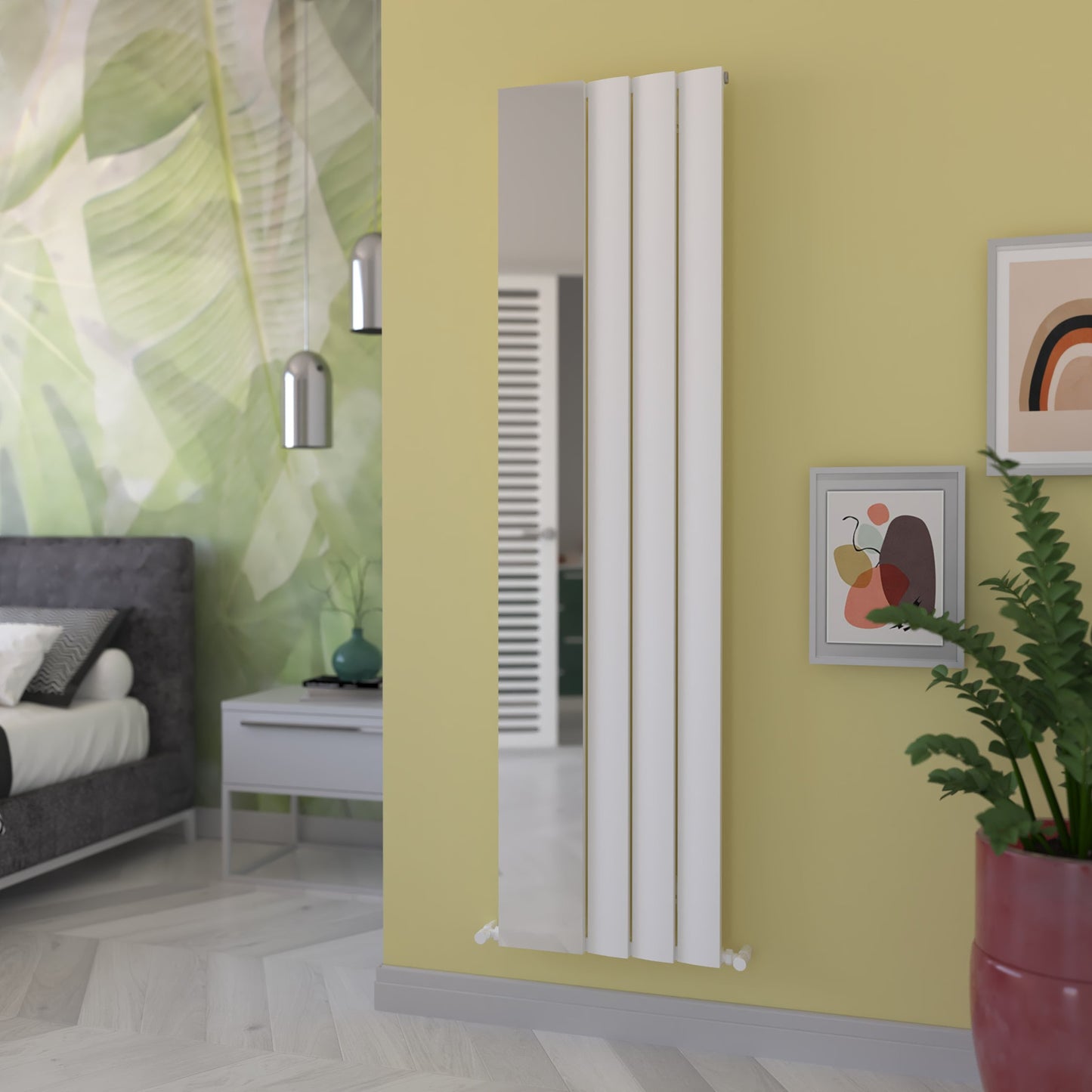 Carisa Step Mirror Termoarredo Verticale in Alluminio Design Moderno Bianco 